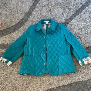 Petite Sophisticate Blue Puffer Jacket with Diamond Quilting